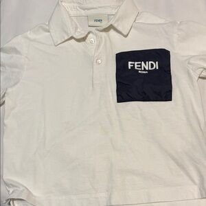 Fendi white Polo with black Fendi pocket
